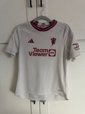 adidas Kids Soccer Jersey in White with Maroon Accents